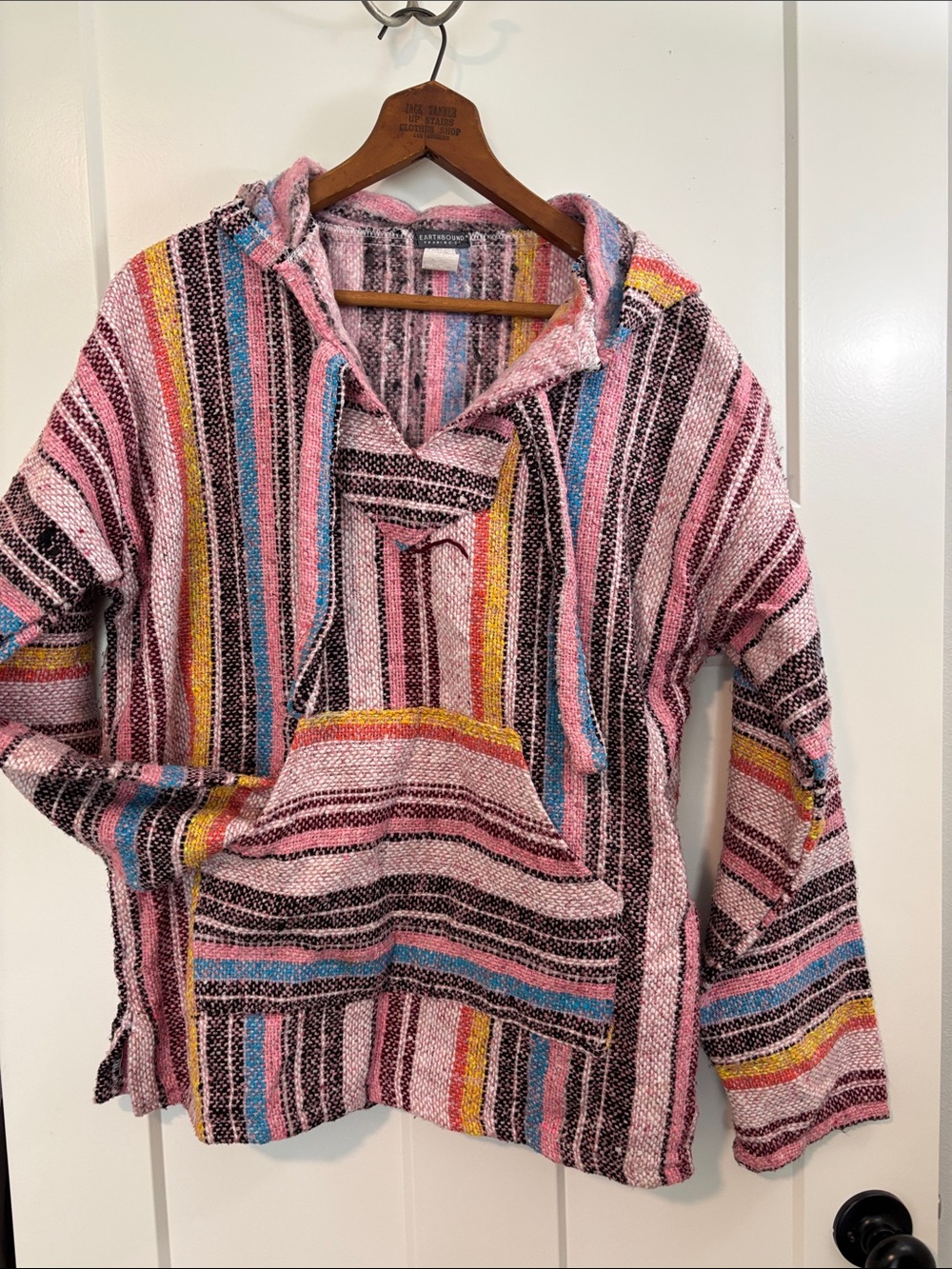 EARTHBOUND Pink Multicolor Striped Woven Hoodie
